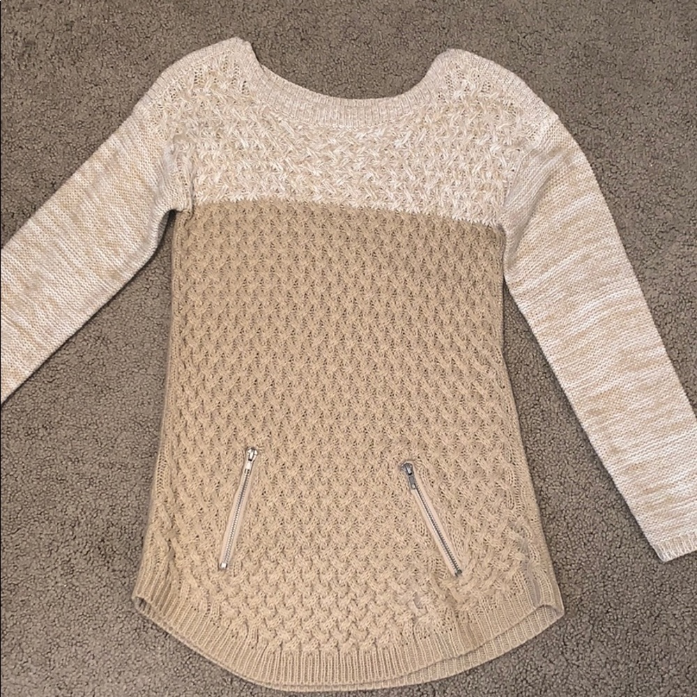 Tan Knit Sweater w/ Pockets
